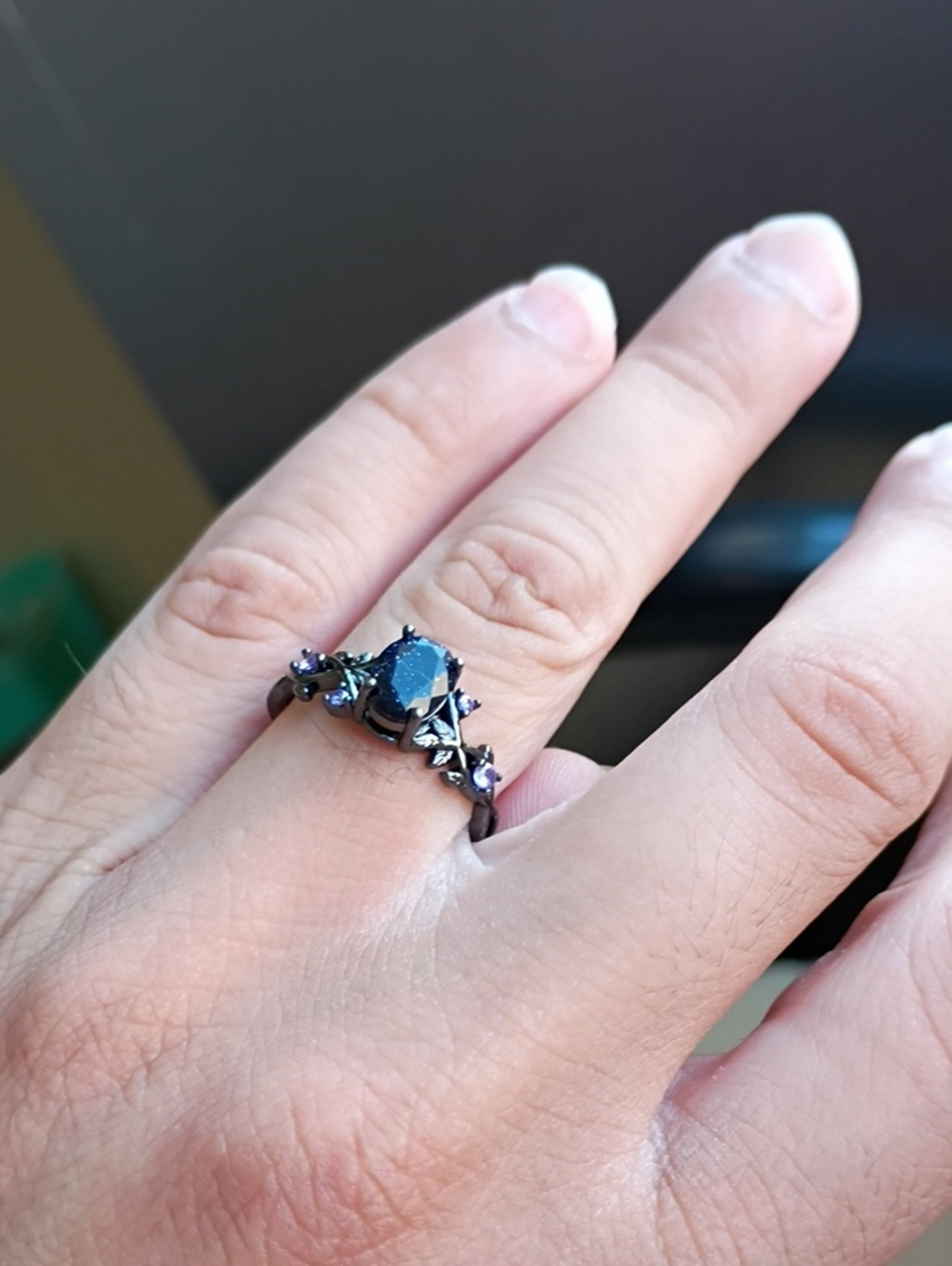 Black Crystal Statement Ring for Women